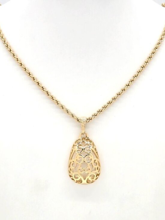 Saint Laurent Jewelry - Saint Laurent Yves Egg Arabesque Pendant Necklace Gold